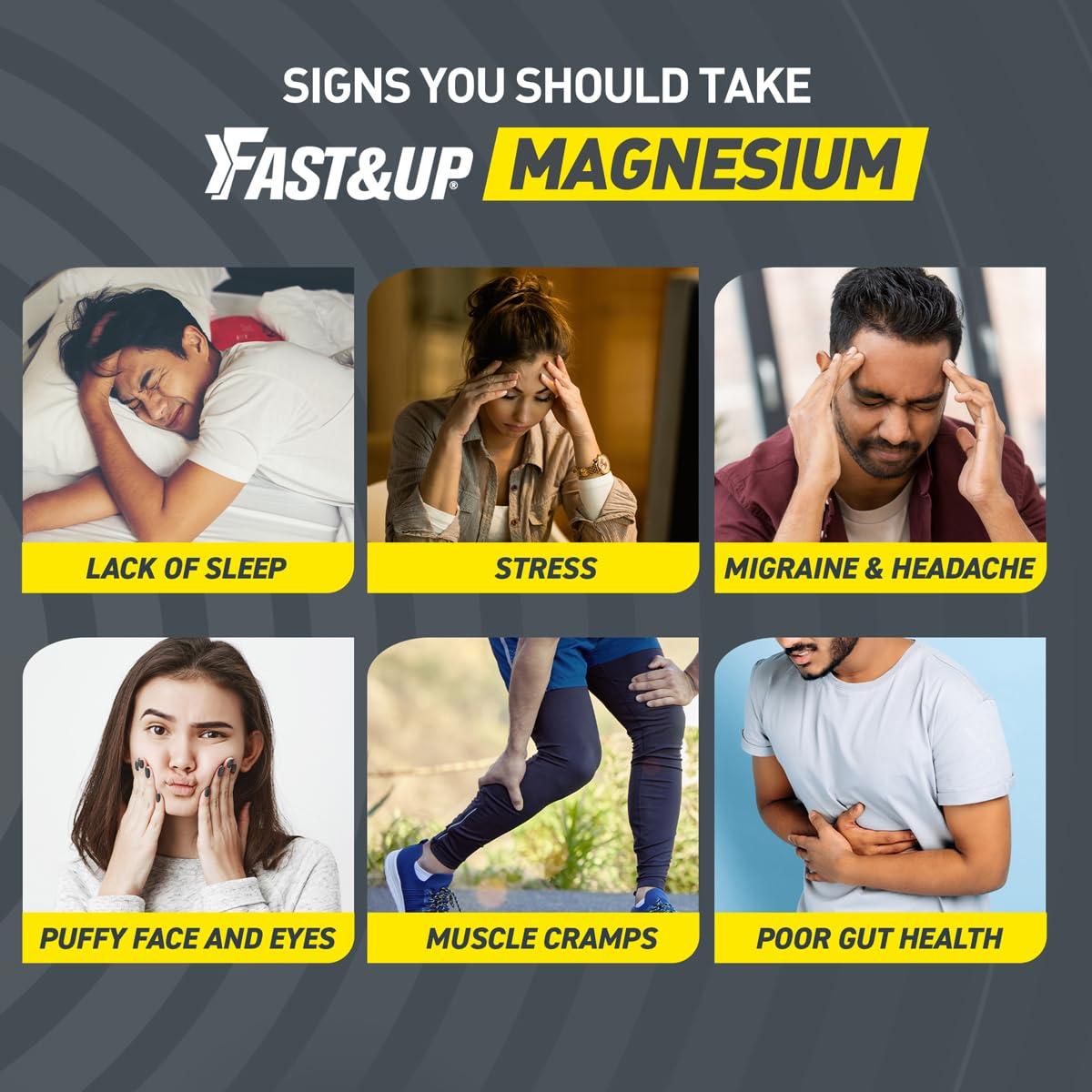 FAST&UP Fast&Up Magnesio - Restful Sleep Supplement - Magnesium & Zinc for Stress Management & Promoting Deep Sleep (60 Effervescent Tablets, Lime & Lemon Flavor)