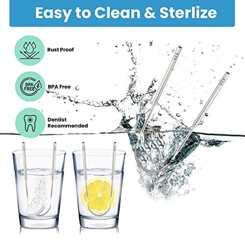 KN FLAX [2 pack] KN FLAX Tongue Scrapper Reduce Bad Breath, Maintains Oral Care, 100% BPA Free Metal Tongue Scraper Cleaner, Tongue Cleaner for Adults and Kids, Easy to Use with Non-Synthetic Handle