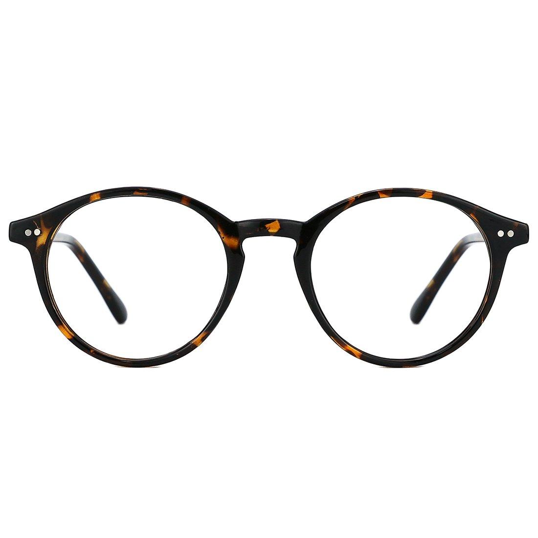 TIJN TIJN Blue Light Blocking Glasses Men Women Vintage Thick Round Rim Frame Eyeglasses