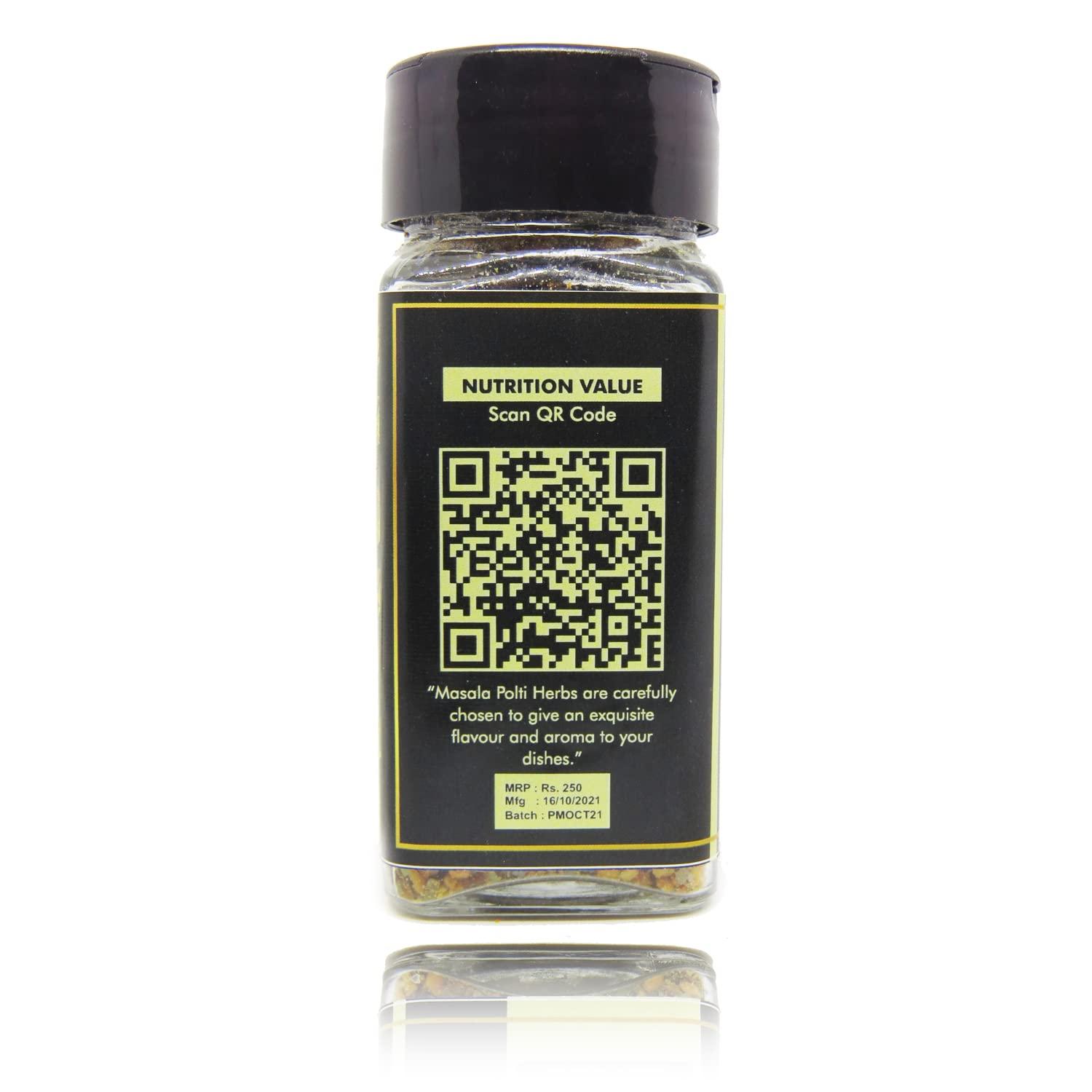 MASALA POTLI Masala Potli Dried Mixed Herbs Multipurpose Pizza Pasta Italian Seasoning for Cooking, Garnishing (Pizza & Pasta Seasoning, Sprinkle Glass Packing - 55 Grams)