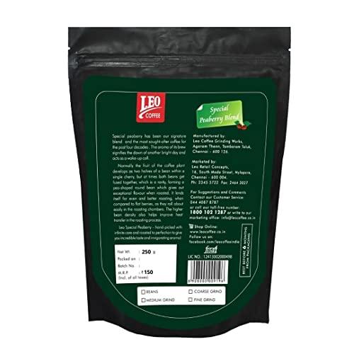 LEO COFFEE Leo Coffee Special Peaberry, Freshly Ground Filter Coffee Powder, 250g, Pack of 4 (Whole Bean)