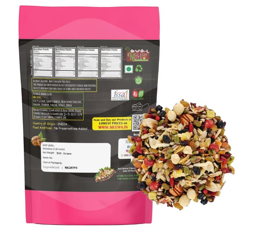 ENGLISH NUTS-THE DRY FRUITS HOUSE ENGLISH NUTS-THE DRY FRUITS HOUSE Mixed Berries, Nuts And Seeds - Super Trail Mix | 10 + Varities Of Assorted Dry Fruit Mix With Berries, Nuts, Seeds & Fruits| Brian Food | 1 Kg