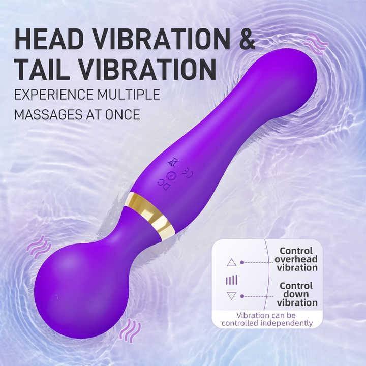 Trupradh Magic Mate Strong Sports Massager Dual Head/Dual motor Edition 8 speeds, 20 patterns, massager stick 360 Degrees rotation, Rechargeable, Waterproof, Pain Relief Relaxation Tissue Massage.(Multicolor)