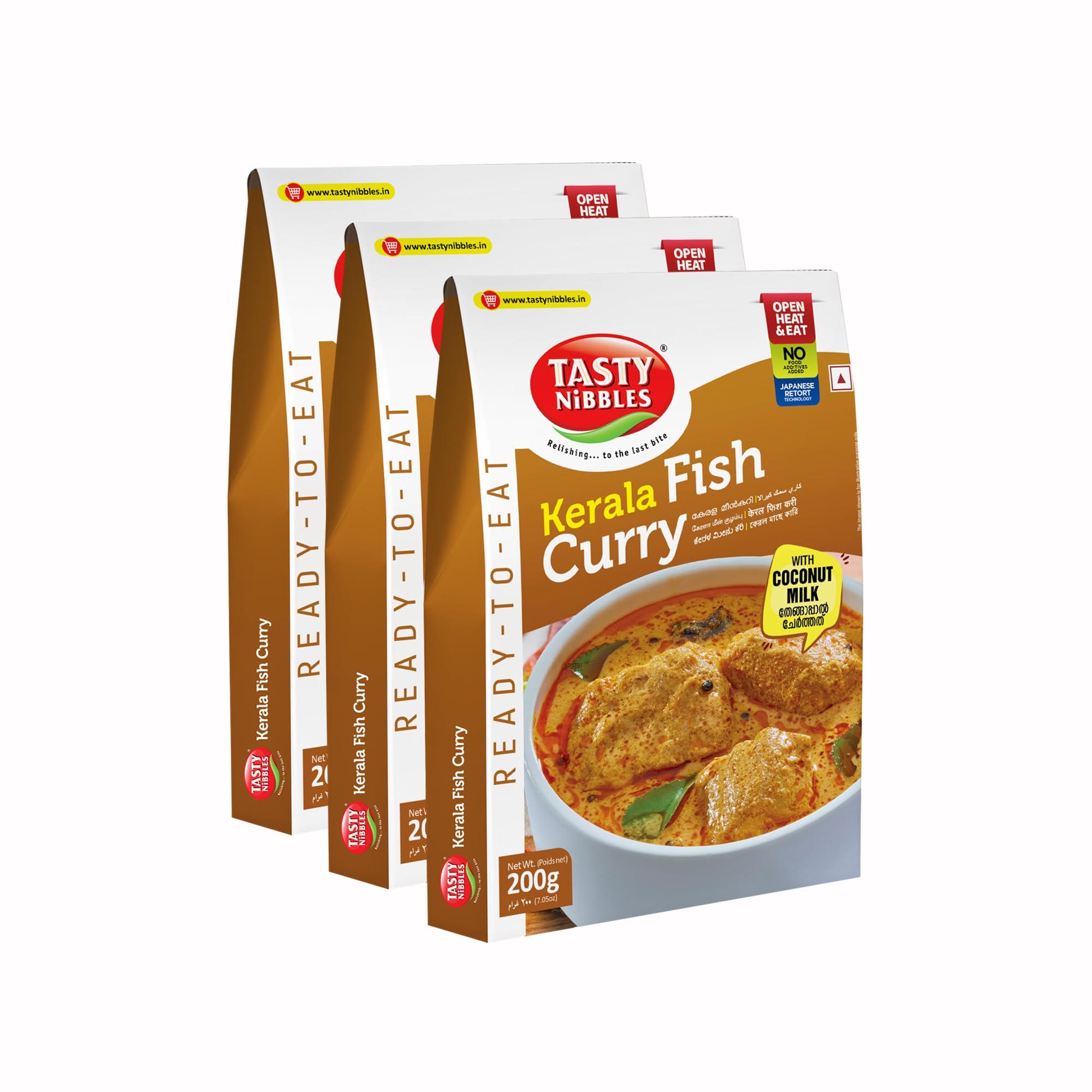 Tasty Nibbles Tasty Nibbles Ready to Eat Kerala Fish Curry with Coconut Milk 200g Pouch[Pack of 3]|Open Heat & Eat | No Food Additives Added | Japanese Retort Technology