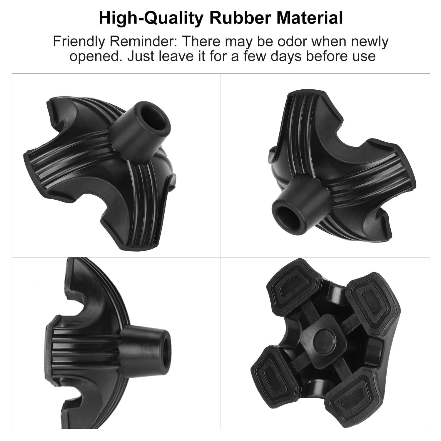 supregear SupreGear Quad Support Cane Tip, Non-Slip Self Standing Rubber Cane Tip 4 Point Quad Cane Tip Replacement for 3/4 Inch Diameter Standard Walking Canes Folding Canes Cane Accessory - Black