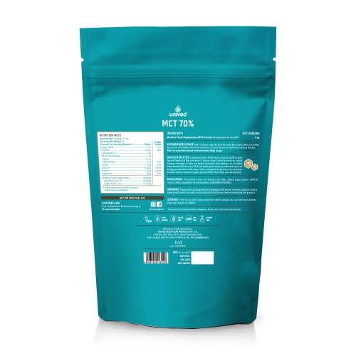Unived Unived MCT 70% | Medium Chain Triglyceride Oil Powder | Clean Energy Fuel | Pure MCT 5g with C-8: 3528mg & C-10: 1512mg in a 70:30 ratio | Vegan & Keto Friendly | 30 Servings