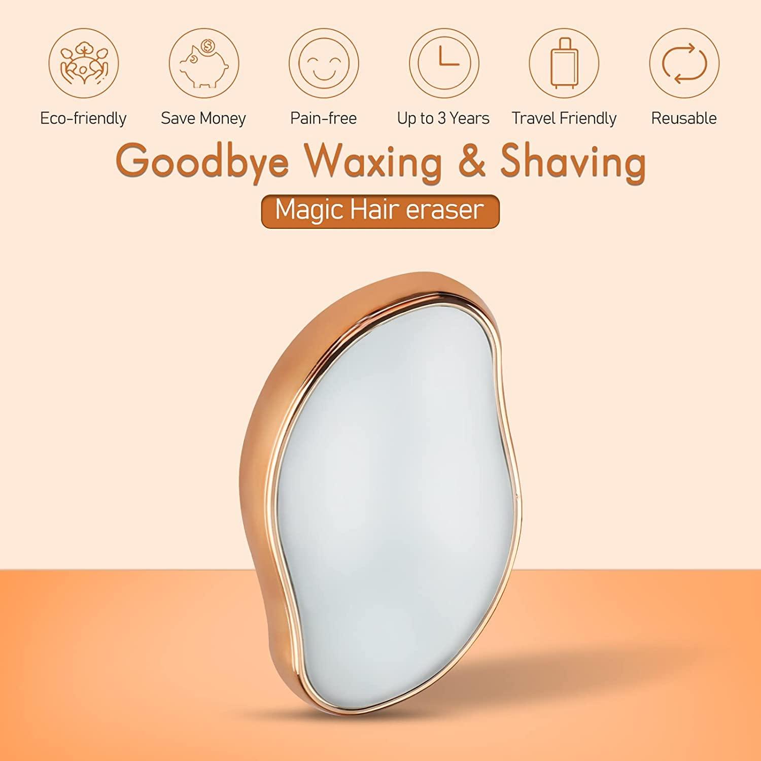 fabulouster Crystal Hair Eraser, Painless Hair Removal Tool for Legs Back, Arms, Crystal Hair Remover, Really Fast & Easy Exfoliate Hairo Crystal Hair Eraser for Men and Women (2PCS Pink+Gold)