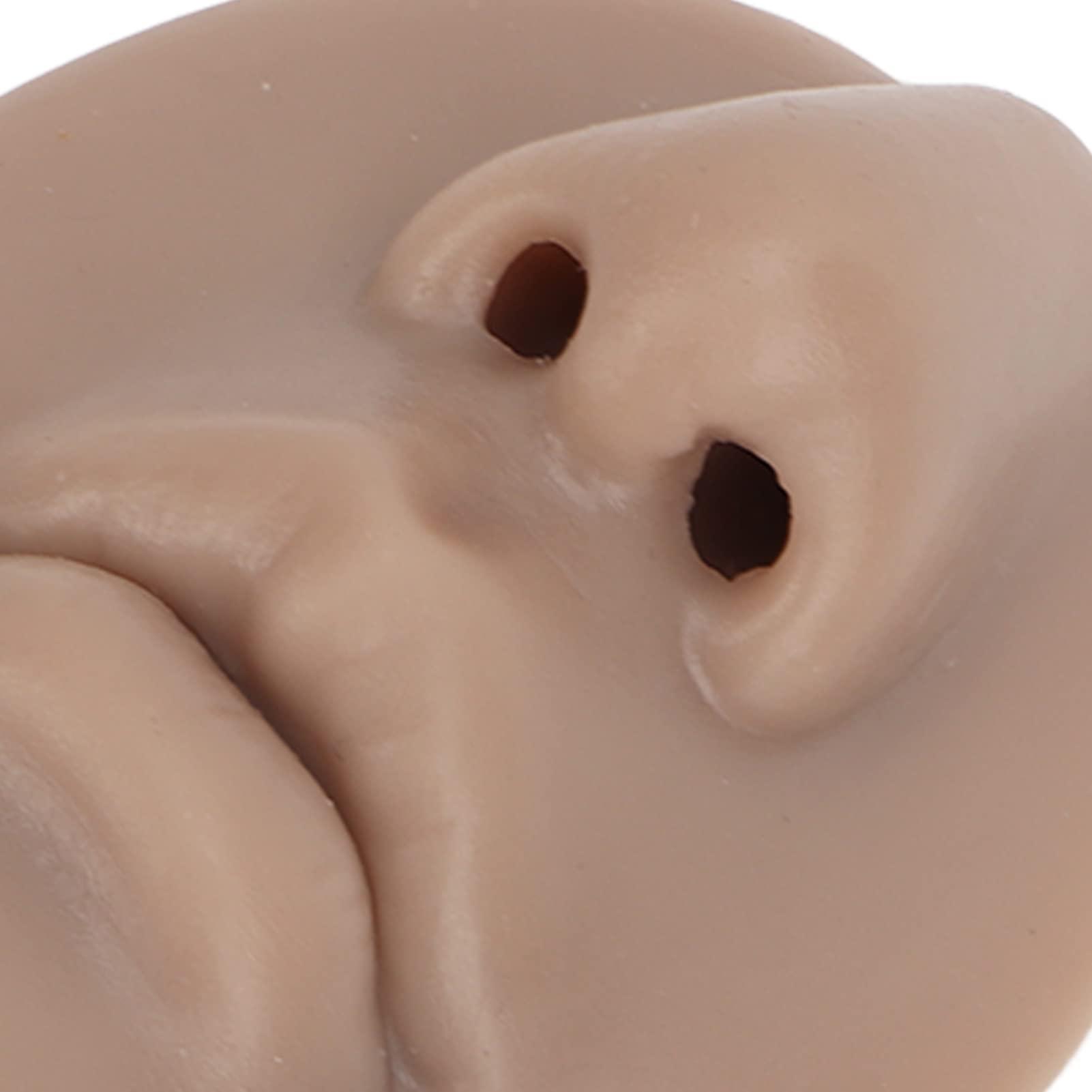 FOFY Soft Silicone Nose Model, Silicone Nose Model Compact 3 Flexible Mouth For Salon For Teacher (Dark Skin Color)