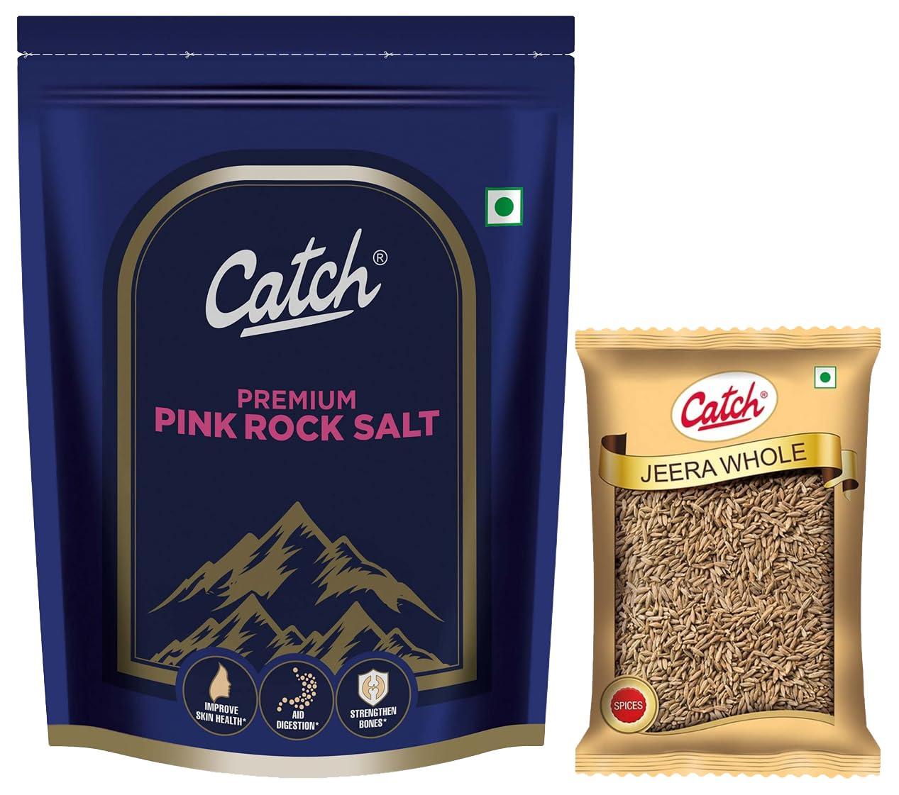 catch Catch Cumin Whole | Jeera Whole, 200g & Catch Rock Salt | Pink Rock Salt Premium | Sendha Namak 1 Kg