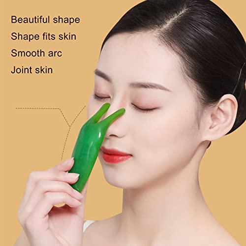 JAWL Gusha Facial Tools, Gua Sha NoseTool V Jawline For Face Puffiness Reduction (Green)