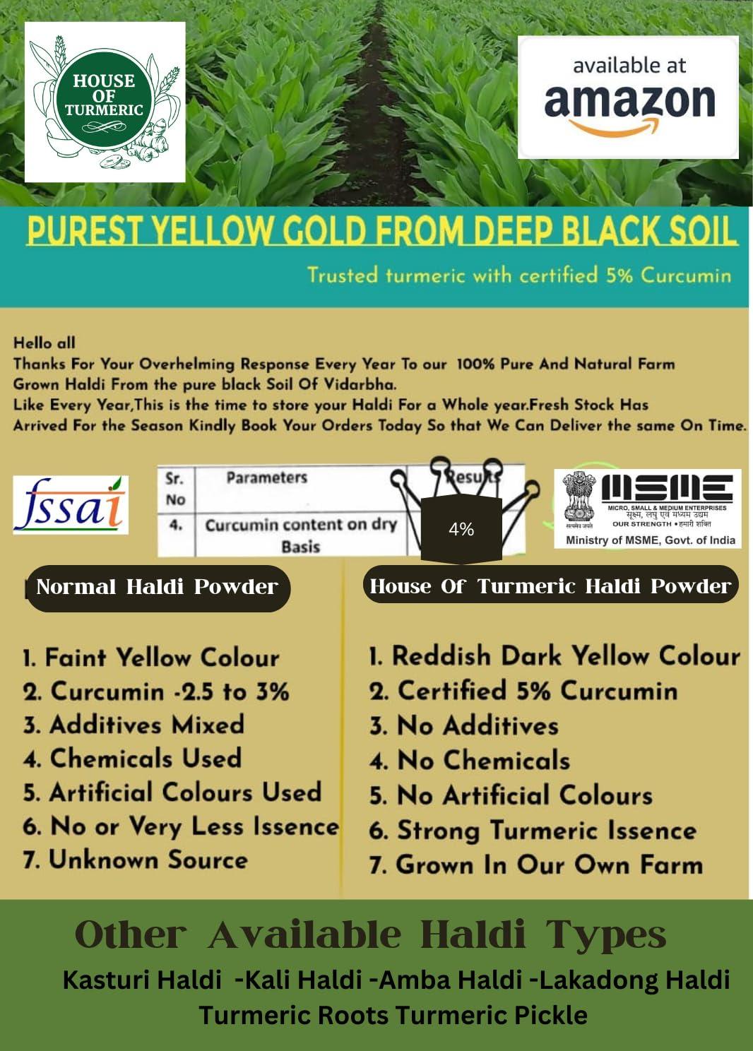 HOUSE OF TURMERIC House Of Turmeric High Curcumin Spl Cooking Yellow Haldi Powder (250)