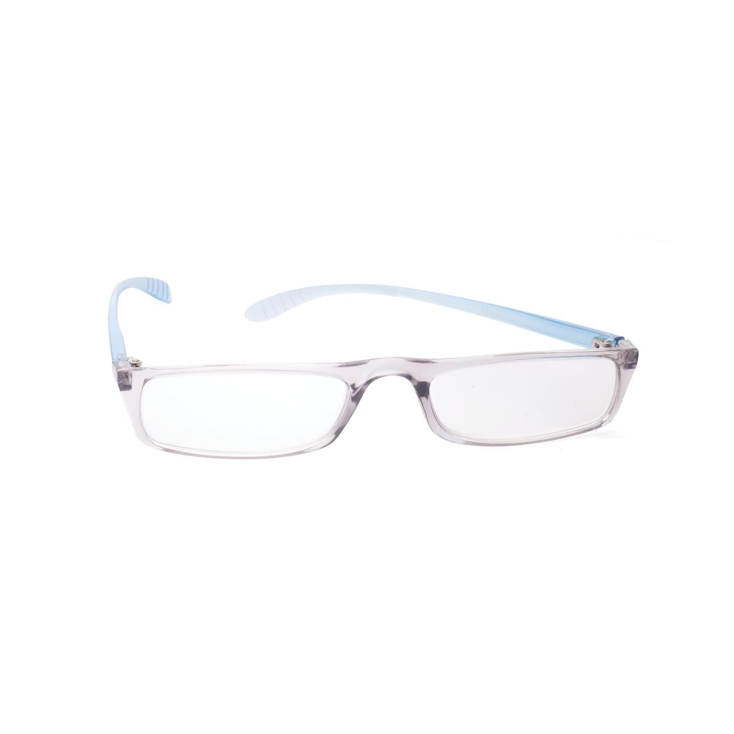 TIZIANO TIZIANO New Age Reading Glasses (Model: Tz-801 Transperant Grey with Blue side +2.25 with Rectangular Eye Shape)