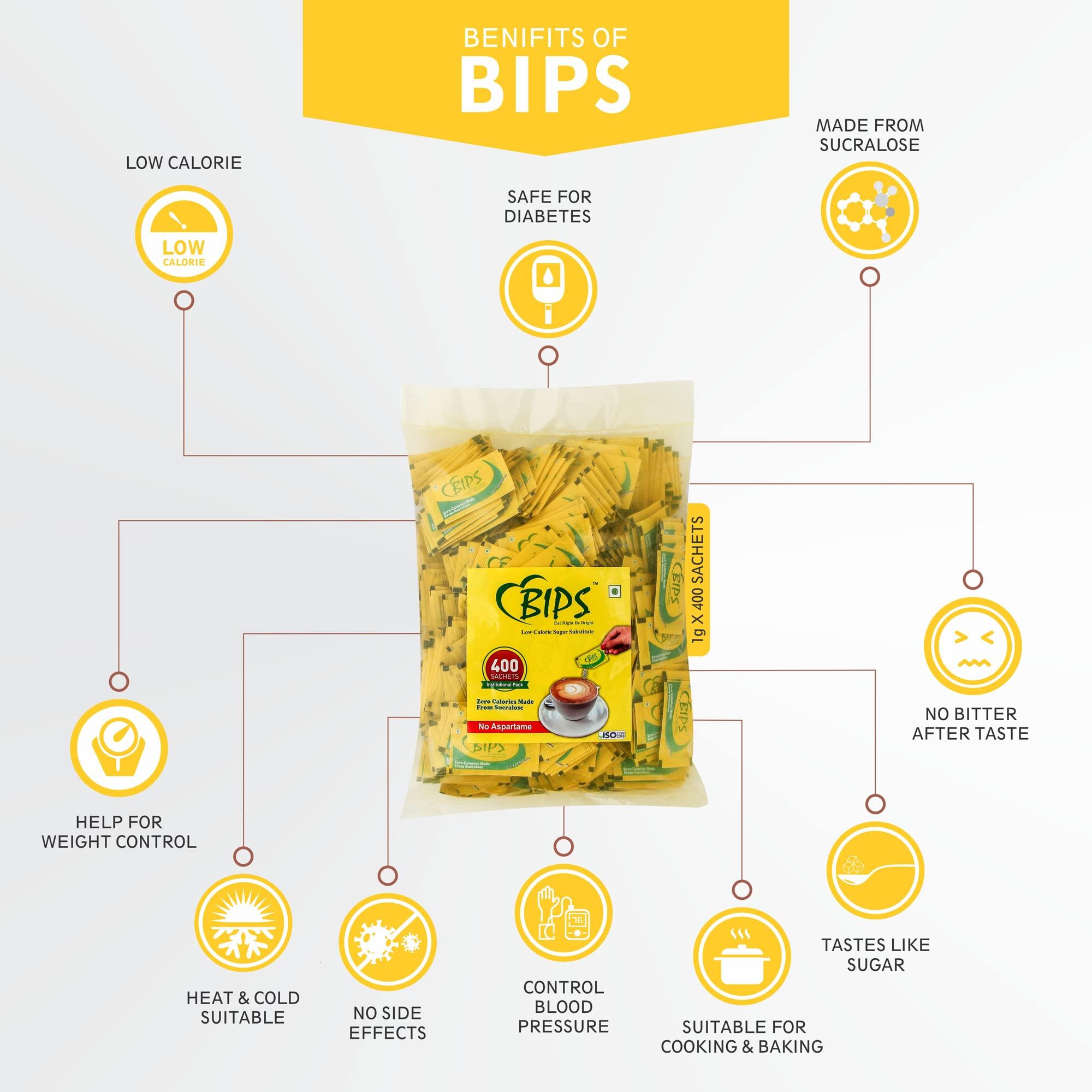 bips BIPS Sugar Free Sucralose Base 1G 400 Sachets Pack Of Two 1g Per Sachets