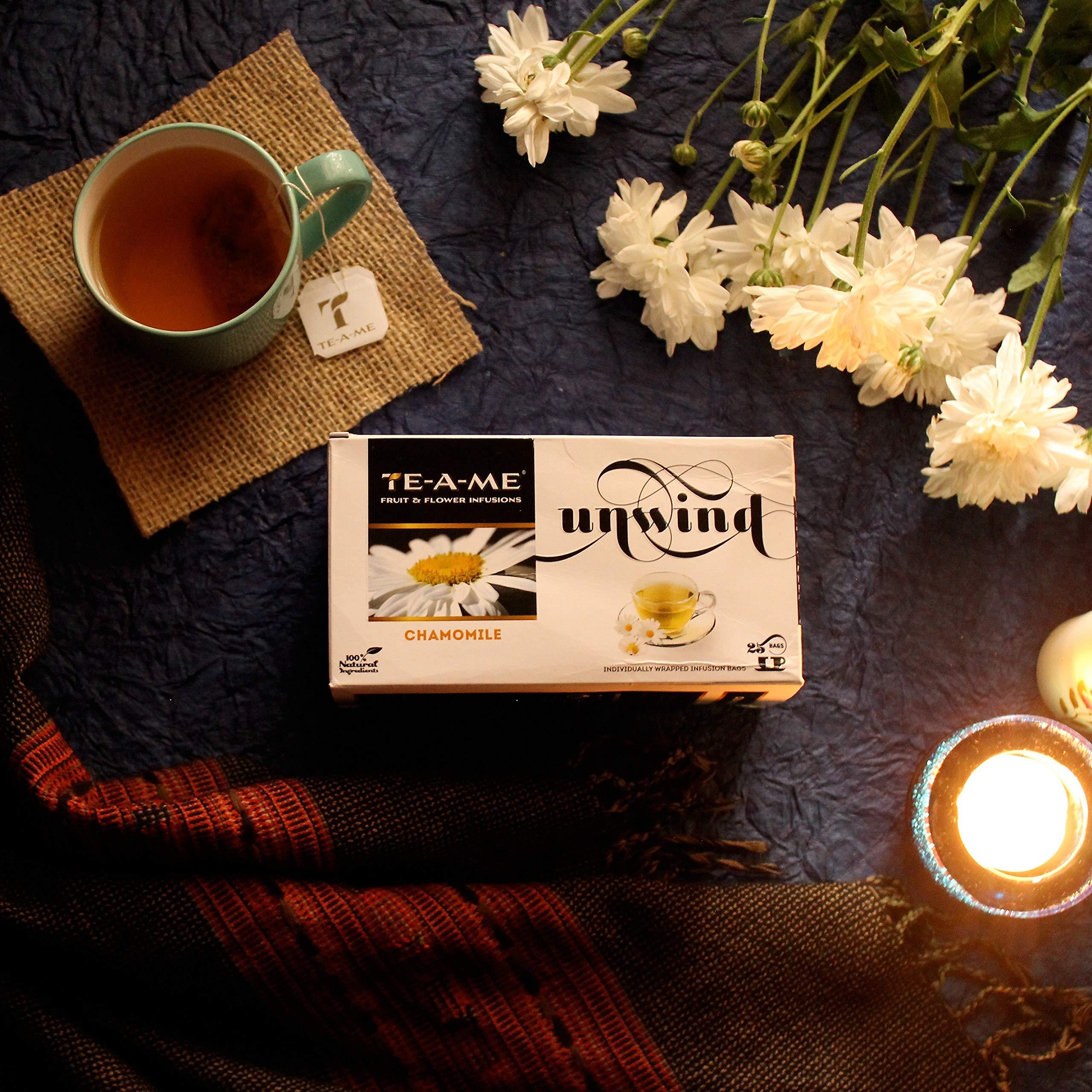 TE-A-ME TE-A-ME Chamomile Tea, 100 Tea Bags (4 Boxes x 25 Tea Bags = 100 Tea Bags) | Chamomile Tea | Herbal Tea | Chamomile Tea Bags | Chamomile Tea for Sleep | Chamomile | Herbal Tea Bags | Flower Tea