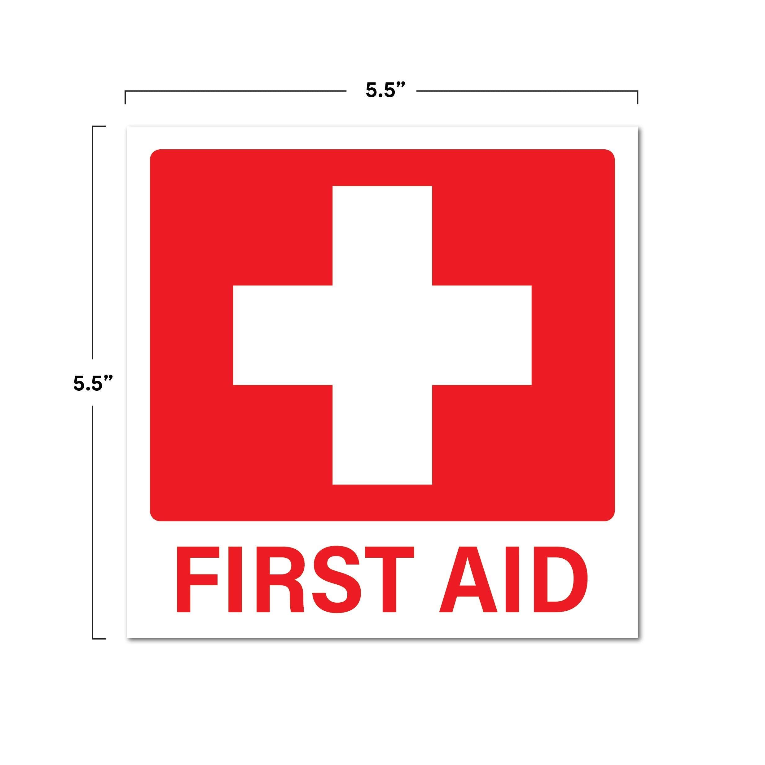 Sutter Signs First Aid Stickers 10-Pack | Square 5.5-inch by Sutter Signs