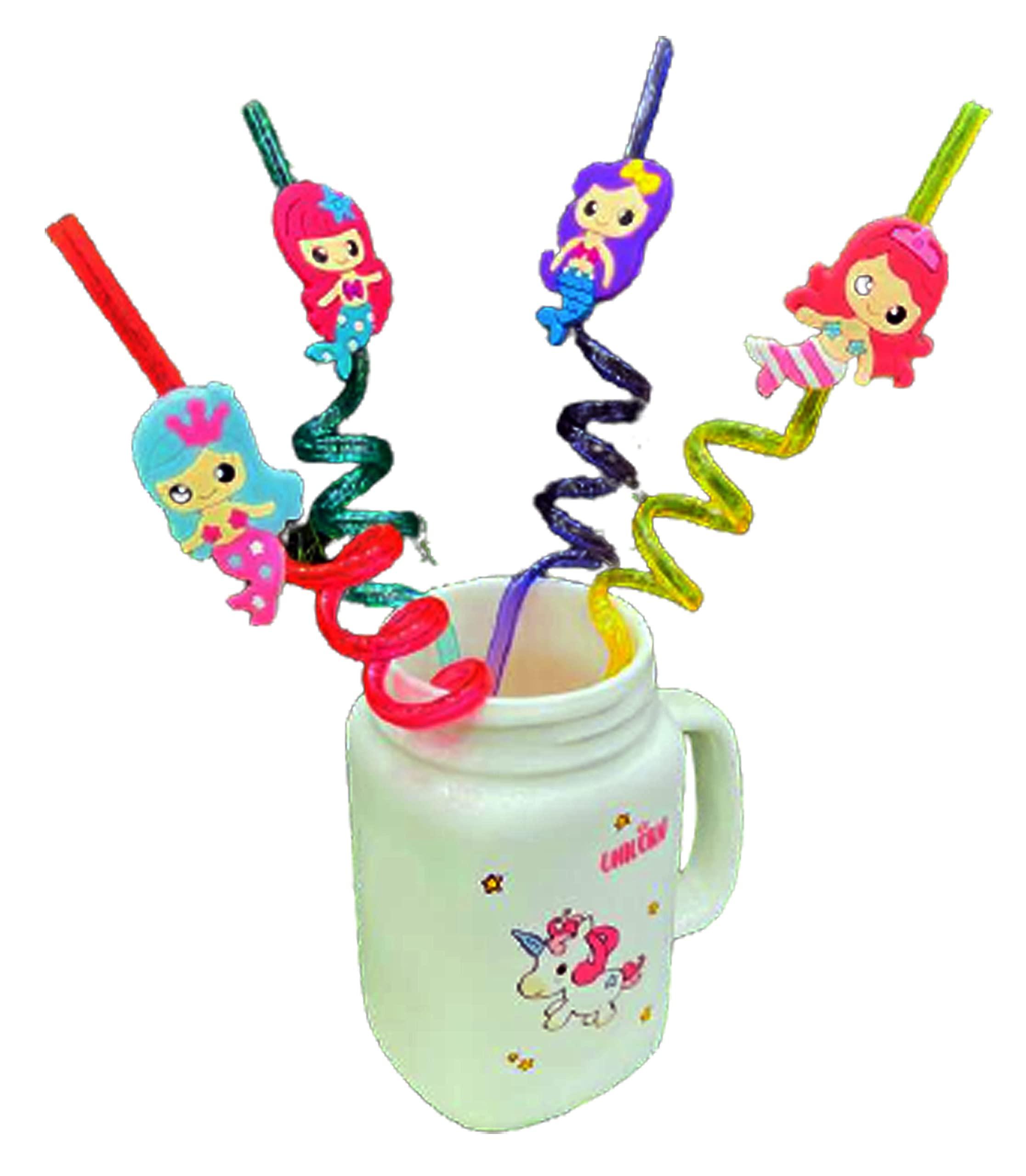 ORAMSA Oramsa 4 Fun Curly Drinking Reusable Straws  for Birthday, Party (Design as per Available)