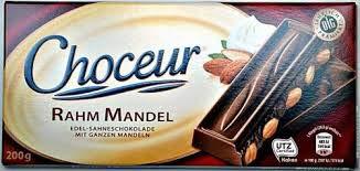 Choceur Choceur Rahm Mandel ( Creamy Milk Chocolate with Whole Almond Chocolate bar ), 200g
