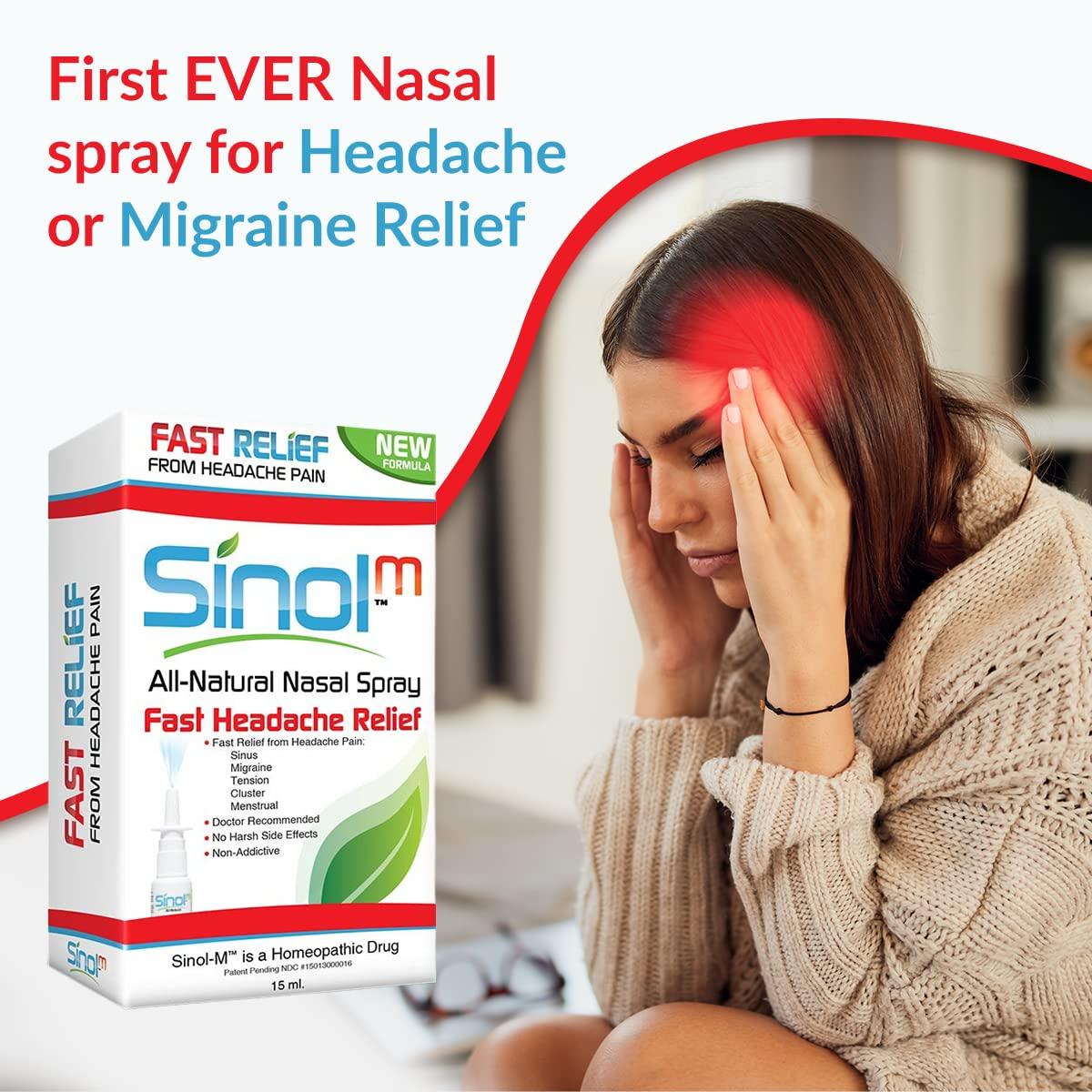 Sinol Sinol Headache Relief Spray, Migraine Cluster Tension (15 ml) (Set of 2) by Sinol