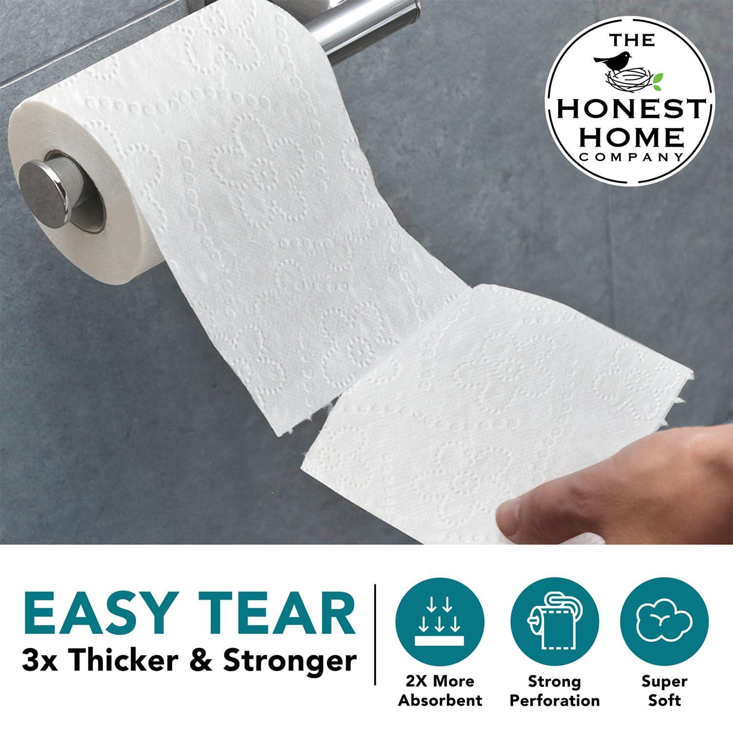 THE HONEST HOME COMPANY The Honest Home Co. | 2 Ply Toilet Paper Roll | 2400 Pulls | 100% Virgin Pulp & Super Soft | Clog - Free | Pack of 8 (300 Pulls/Roll)