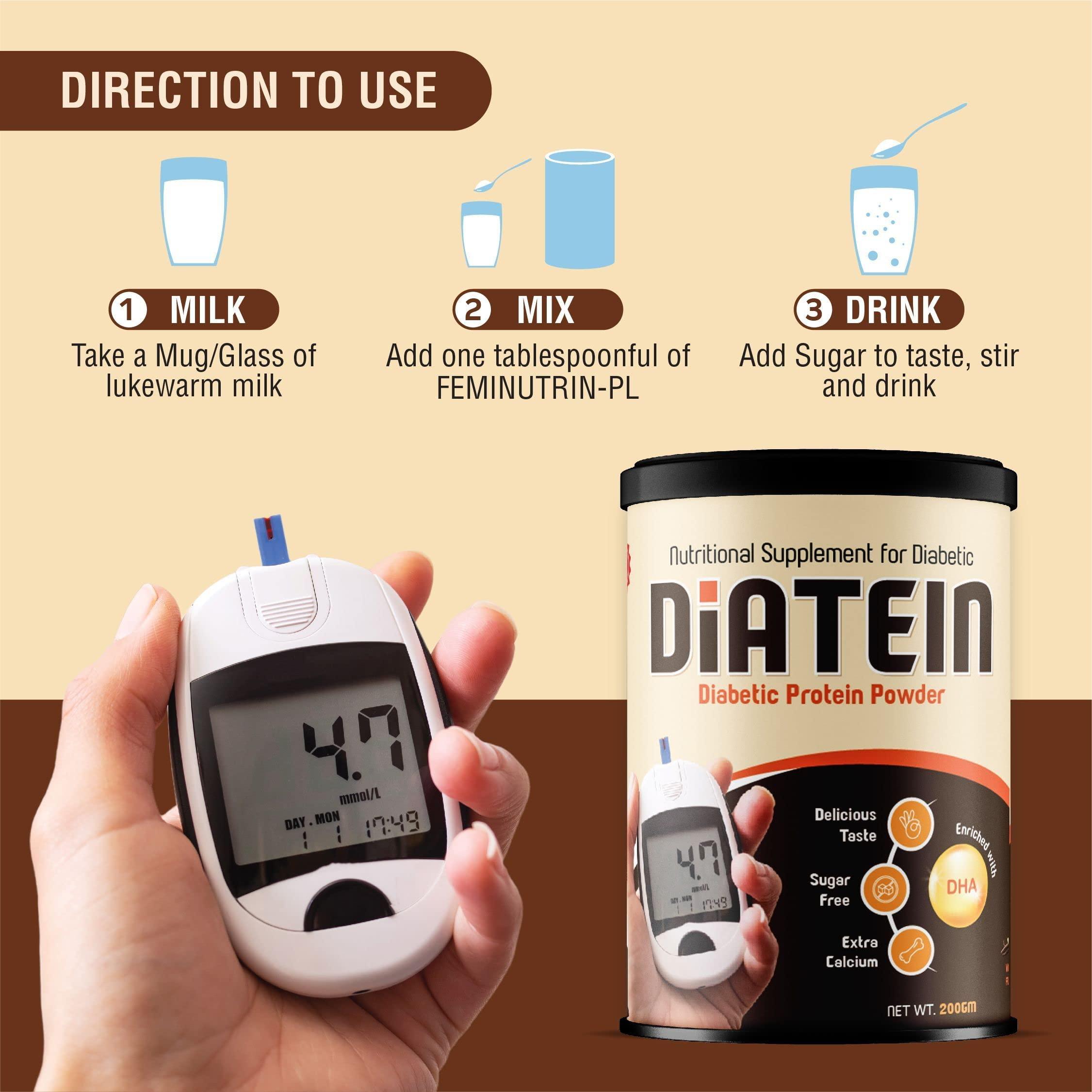 Delwis Delwis Diatein Powder - Diebetic Protein Powder - Vanilla Flavour With DHA - 400gm (Pack of 2)