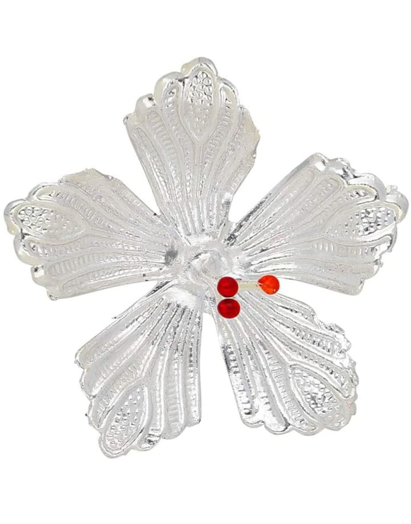 Generic Valuepoint Pure Silver Jaswanti Phool/Flower for Puja (3 Grams)