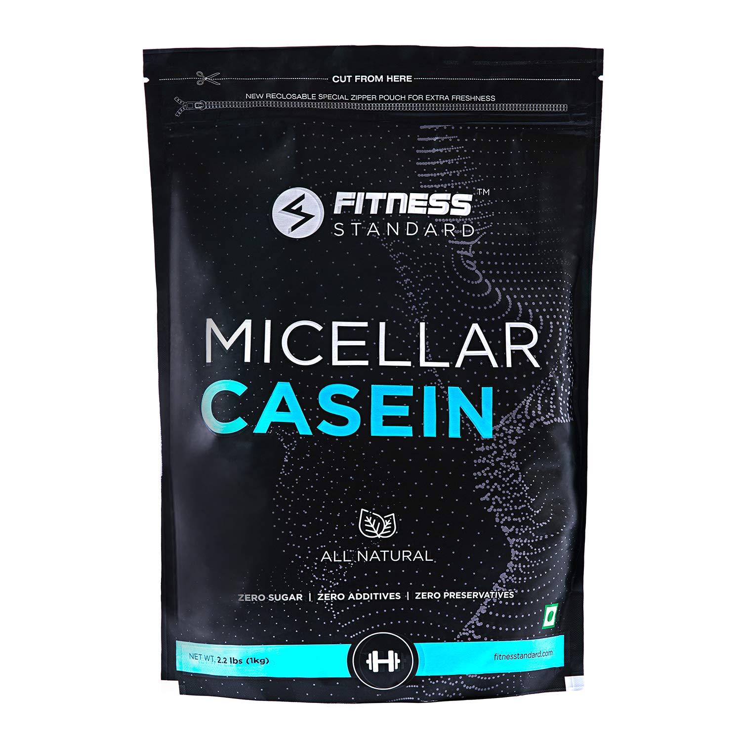 Fitness Standard Fitness Standard's 100% Micellar Casein Protein 1kg | All Natural, No Additives, No Preservatives | Unflavoured | 33 servings