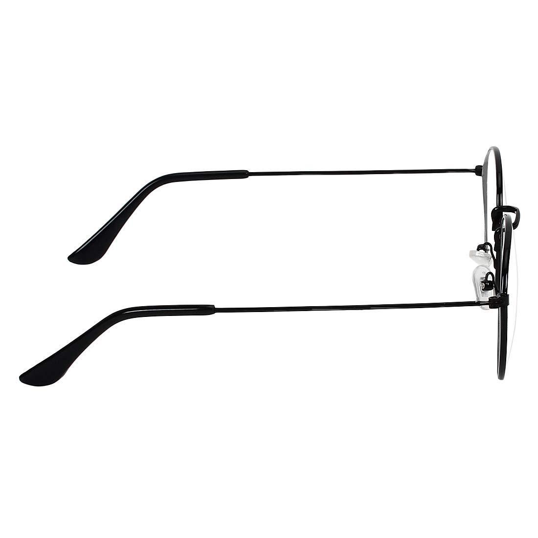 Fairydot Opticals FAIRYDOT Round Metal Computer Glasses with Blue Cut + Antiglare And UV protection for Eyes comfort, Safety from Harsh Blue Light Coming From Mobile Computer Laptop (BLACK) ((SMALL-47mm)