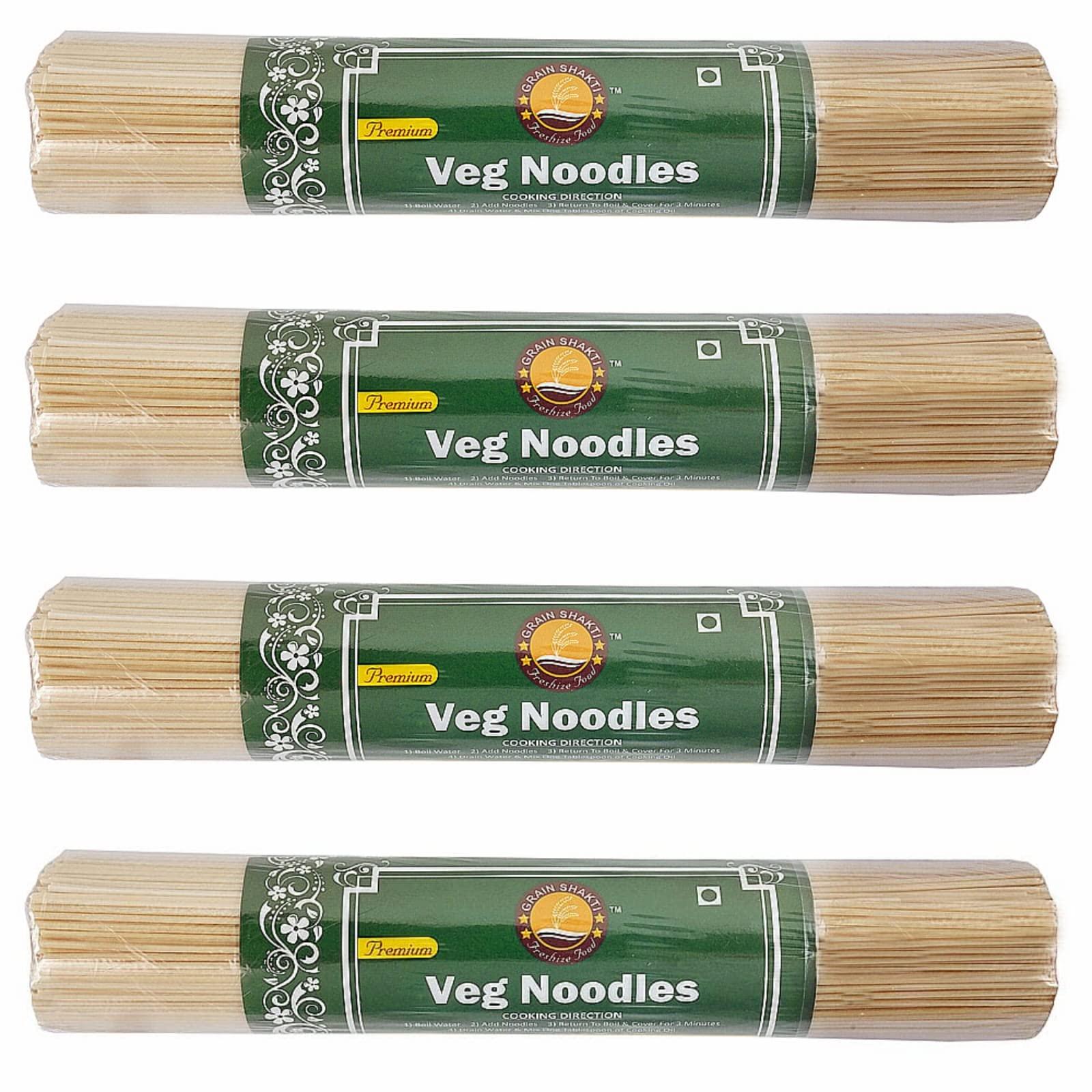 GRAIN SHAKTI GRAIN SHAKTI PREMUIM VEG NOODLES - ROLL | 100% Vegetarian | No Preservatives | 100% Healthy Maida |Get Restaurant Style Taste in Just 8 Minutes | Serves 5-6 Meals | 350g x 4 Pack | Healthy and Tasty Noodles |