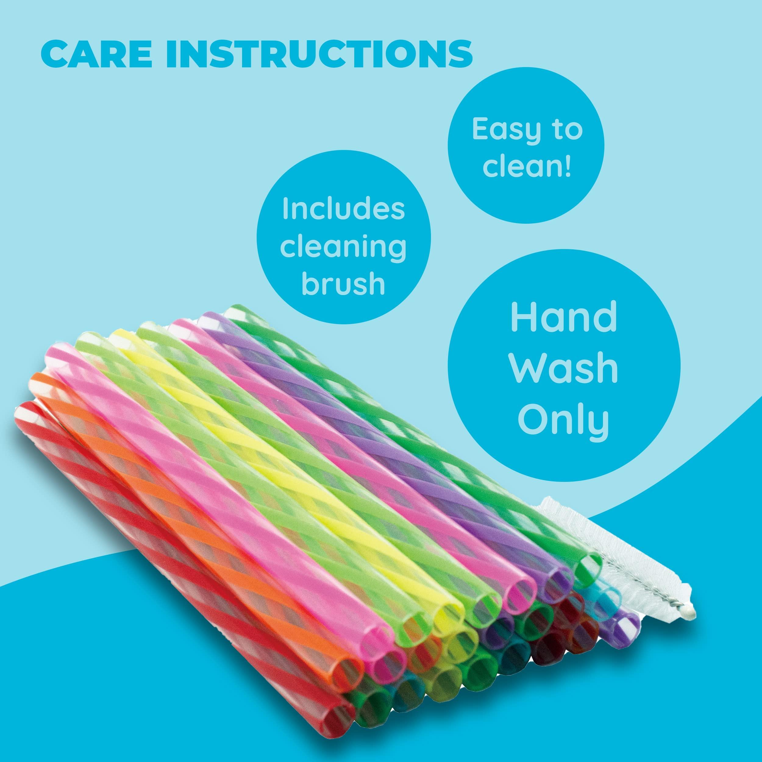 Jacent Jacent Plastic Reusable Kids Straws Plus Cleaning Brush, 6 Inch - 24 Count per Pack, 1 Pack
