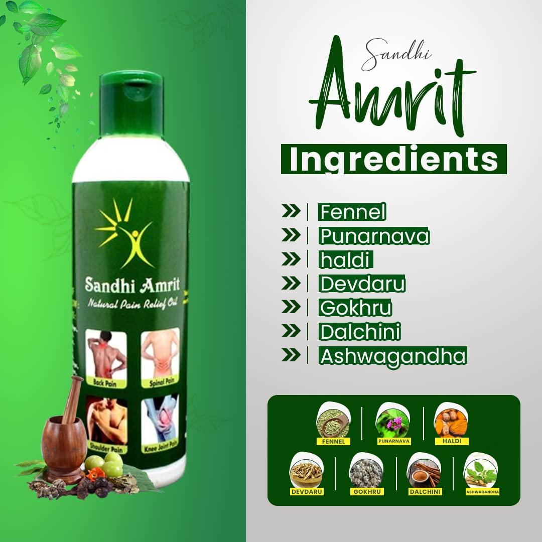 Divya Shri Divya Shri Sandhi Amrit Pain Relief Oil 100% Pure Herbal and Ayurvedic Relief from Joint Pain, Muscle Pain & Body Pain (Pack of 3)
