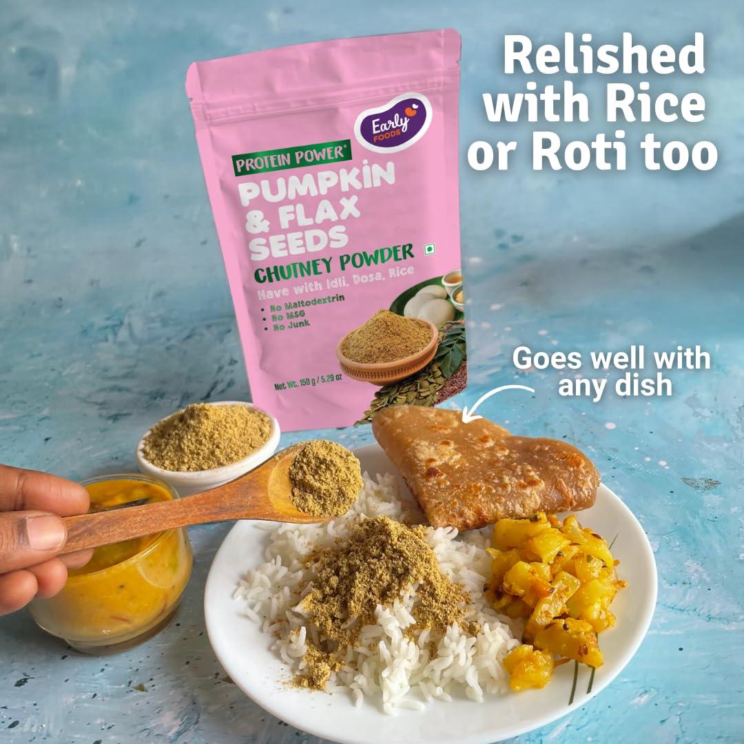 Early Foods Early Foods - Pack of 2 Pumpkin Seeds and Flax Seeds Chutney Powder | Instant Chutney Podi | Idli Dosa ChutneyPodi150g