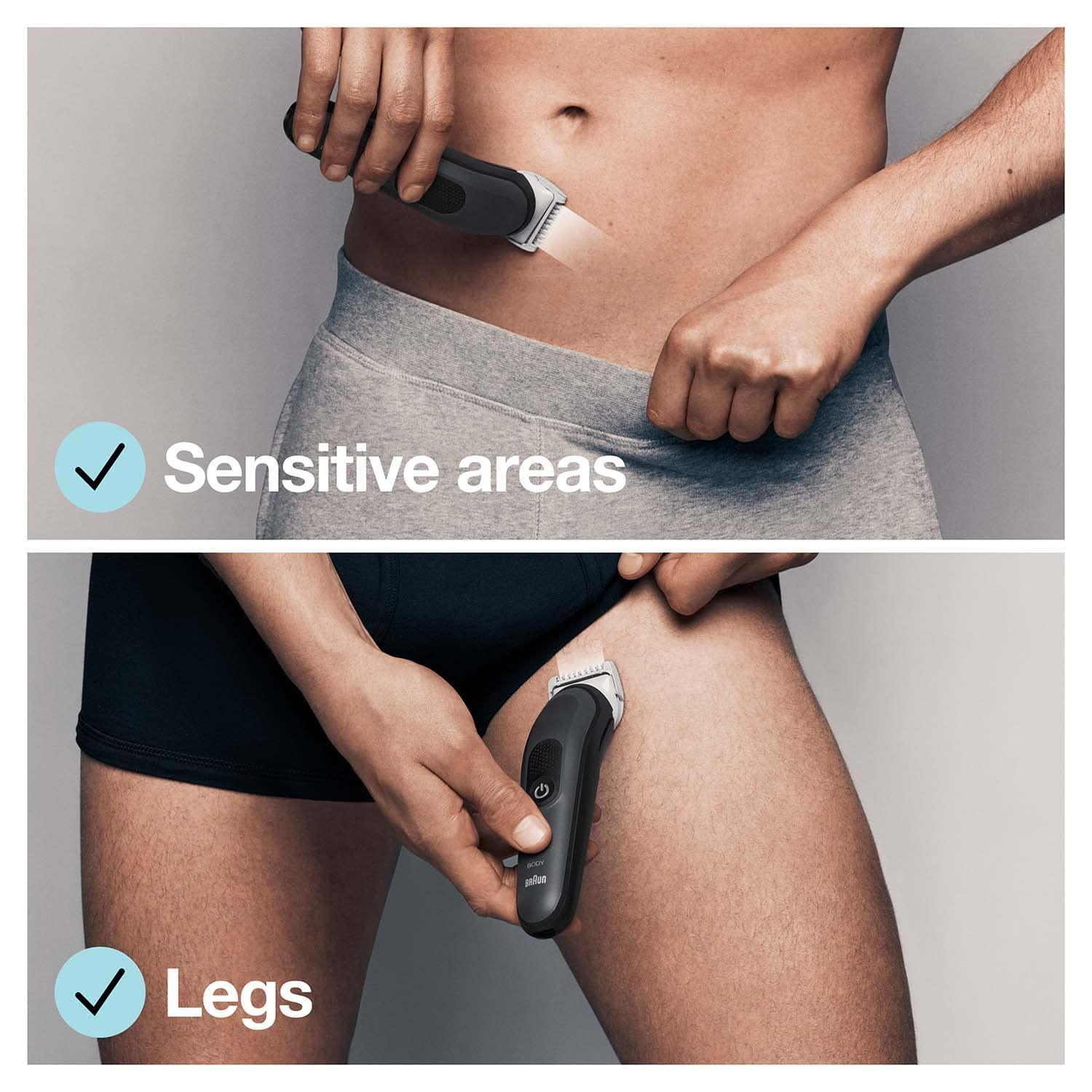 Braun Braun Body Groomer 3 for Men from Gillette, BG3340, Gray/Black & Braun MGK3321, 6-in-1 Beard Trimmer for Men from Gillette, All-in-One Tool (Black/Vibrant Green)