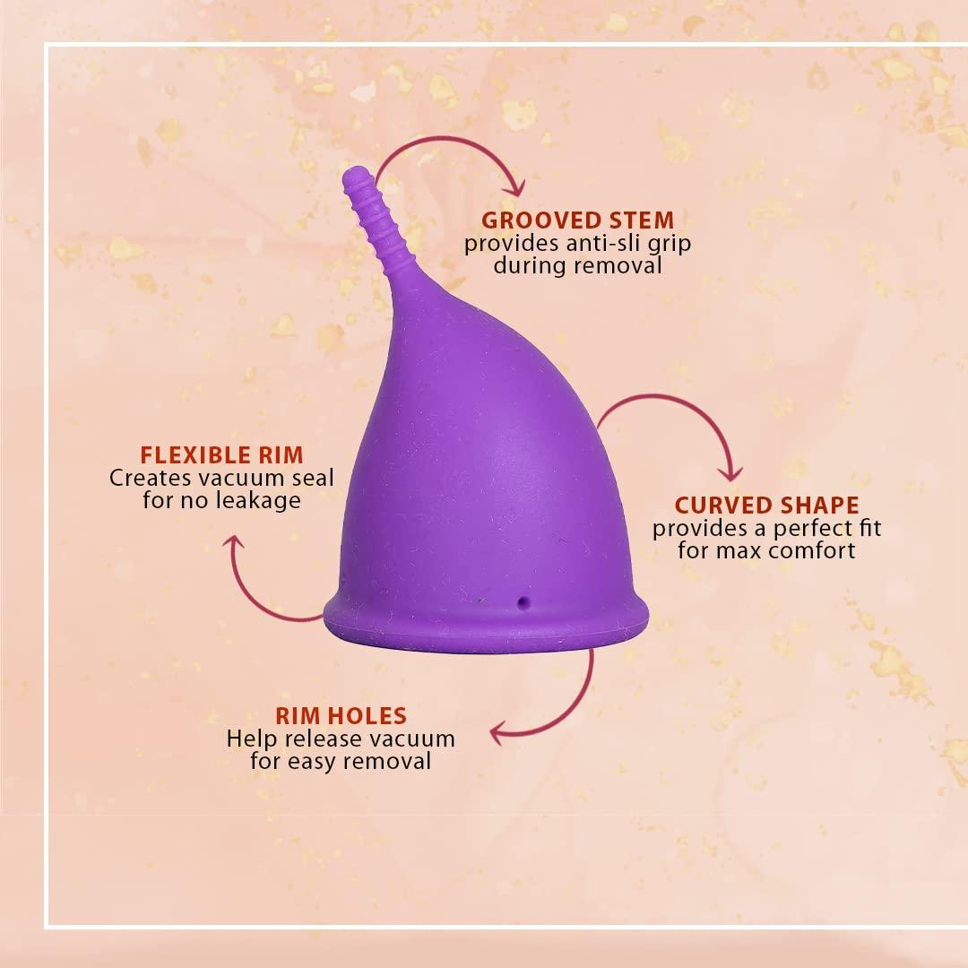 MYKI MYKI The Gen Z Cup Reusable Menstrual Cup For Women Ultra Soft, Oduor And Rash Free 100% Medical Grade Silicone No Leakage Protection For Up To 8-10 Hours Us Fda Registered (Large, Purple),1 Count