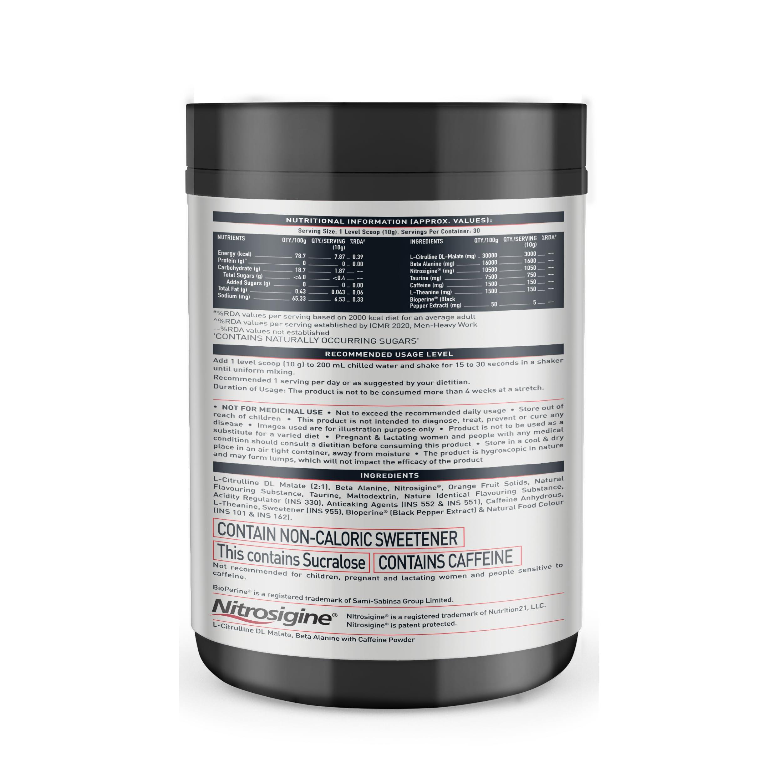 MuscleBlaze MuscleBlaze Pre Workout Wrathx Pump With Nitrosigine & L-Citrulline (Citrus Blast, 300G, Powder, 30 Servings)