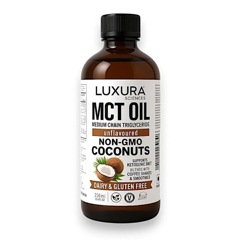 Luxura Sciences Luxura Sciences Organic MCT OIL 250 ML | Supports Ketogenic Diet |Dairy & Gluten Free | For Weight & Energy Management| Non-GMO