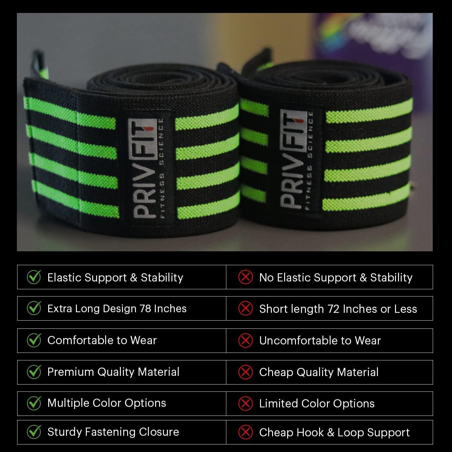 PRIVFIT Knee Wraps for Squats - Knee Support Weight Lifting, Knee Straps for Weightlifting, Gym, Powerlifting, Crossfit, WOD, Cross Training, Women & Men