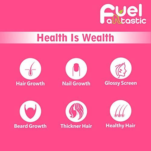 Fuel N Fantastic Fuel N Fantastic Gummies for Healthy Hair, Skin & Nails | 100% Vegetarian, For Men and Women | Strawberry | 30 Gummies Pack