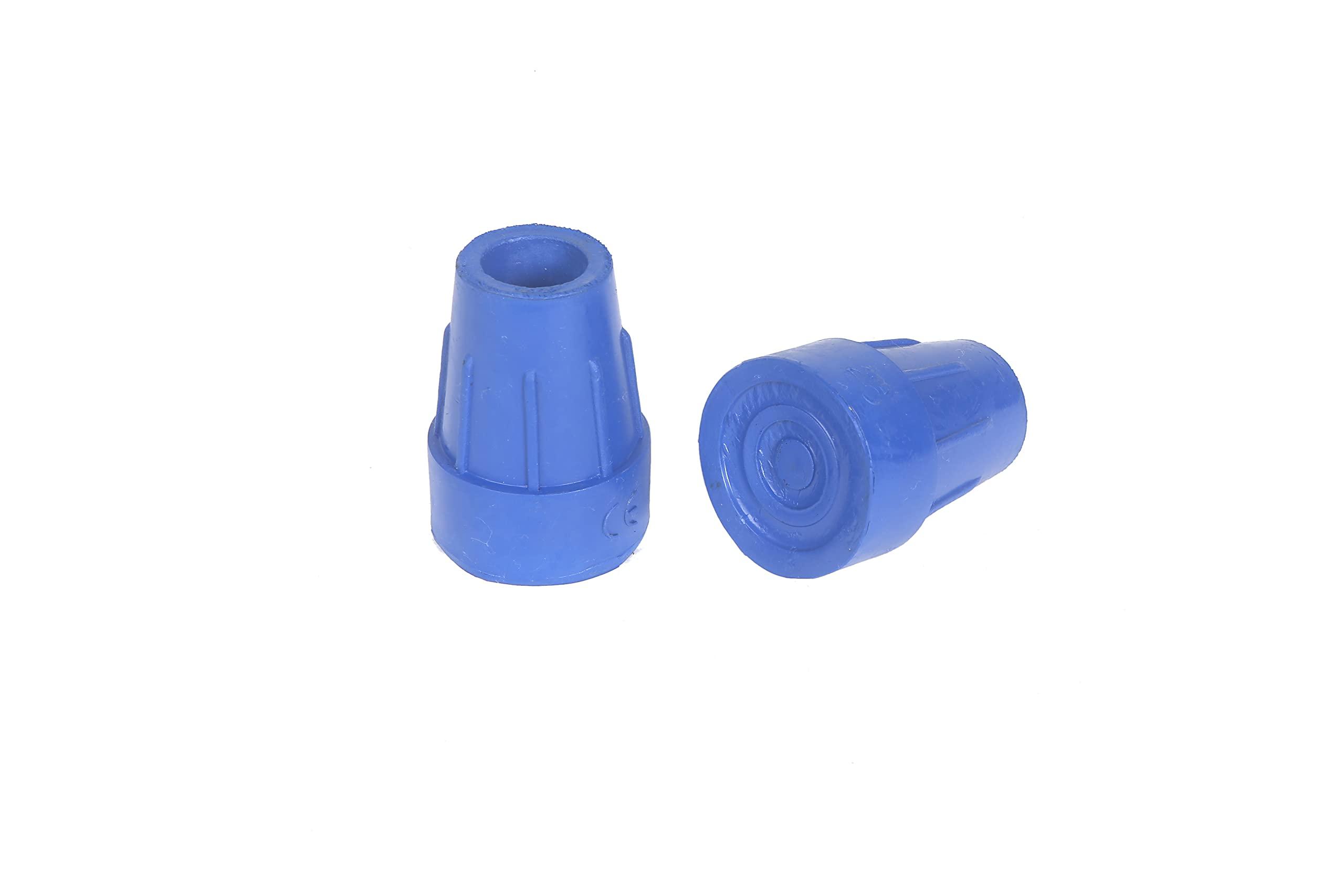 SUNBEAM ENTERPRISES Sunbeam Enterprises Rubber Ferrule | Suitable for Use on Walking Sticks & Crutches | Improves Grip, Durabililty and Provides Extra Support | 2 Piece, 16 MM (Blue)