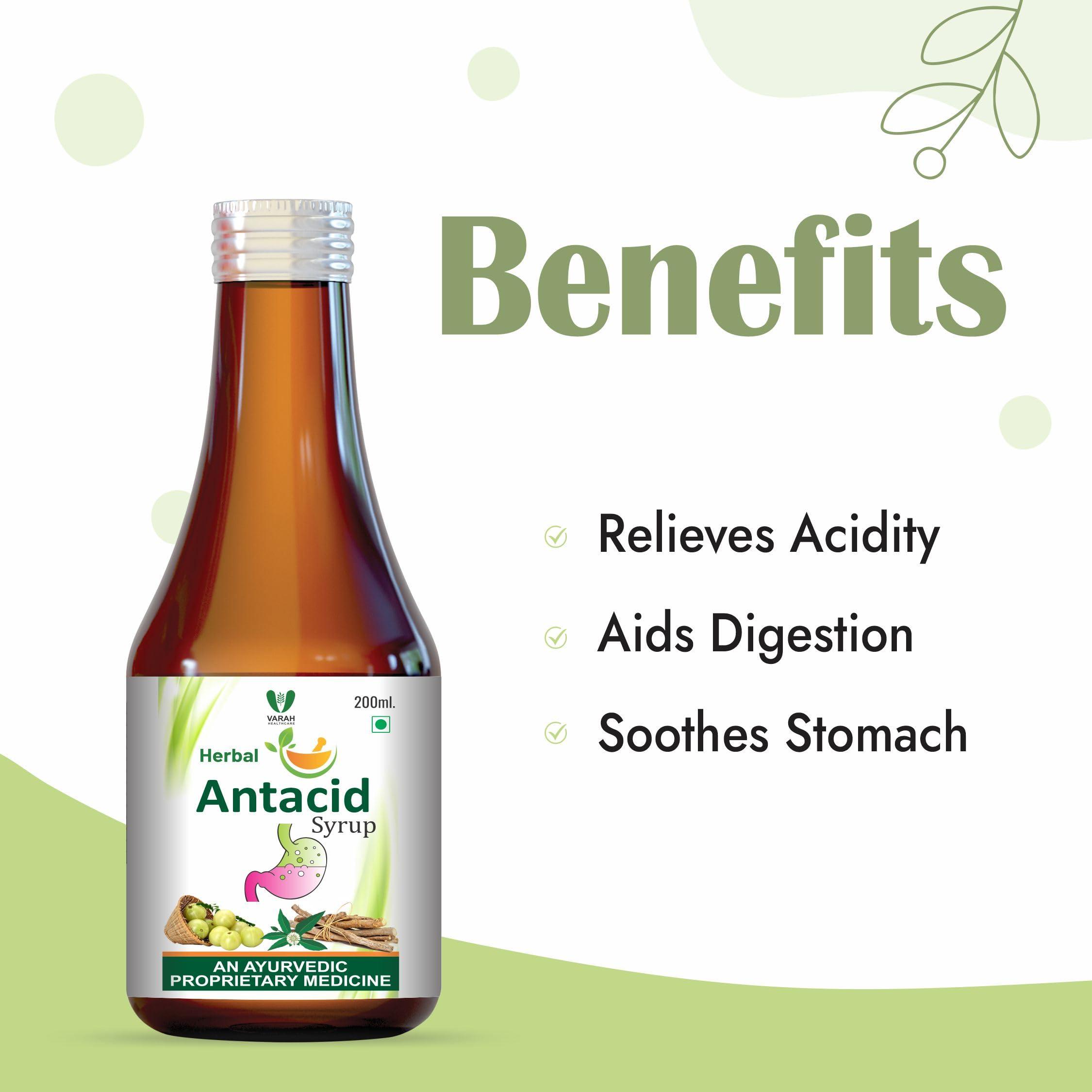 VARAH Varah Healthcare - Natural Antacid for Indigestion | Herbal Antacid Syrup for Heartburn & Acidity Relief | Ayurvedic Digestive Support | 200ml