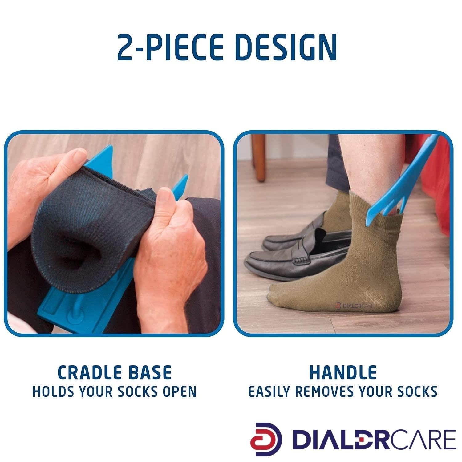 DIALDRCARE DIALDRCARE Sock Slider - The Easy on, Easy off Sock Aid Kit | Sock Aid Tool for Elderly, Disabled, Pregnant, Diabetics - Pulling Assist Device - Socks Helper (BLUE)