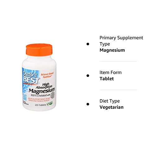 Doctor's BEST Doctor'S Best High Absorption Chelated Magnesium - 100 Mg, 120 Tablets