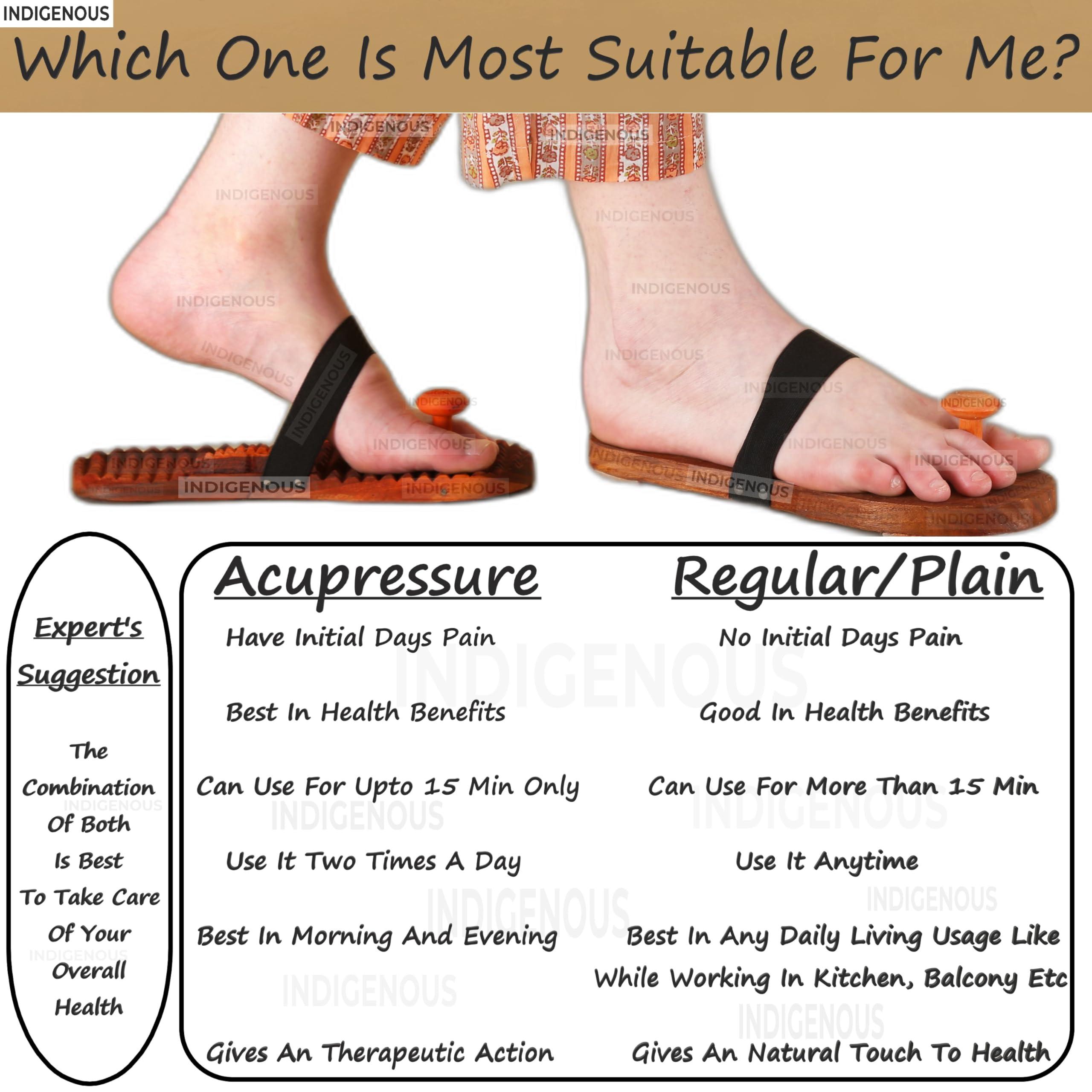 INDIGENOUS INDIGENOUS Handcrafted Traditional Indian Khadau Slipper Or Ancient Foot Reflexology Massage Footwear For Man And Women (Regular/Plain) Size-10