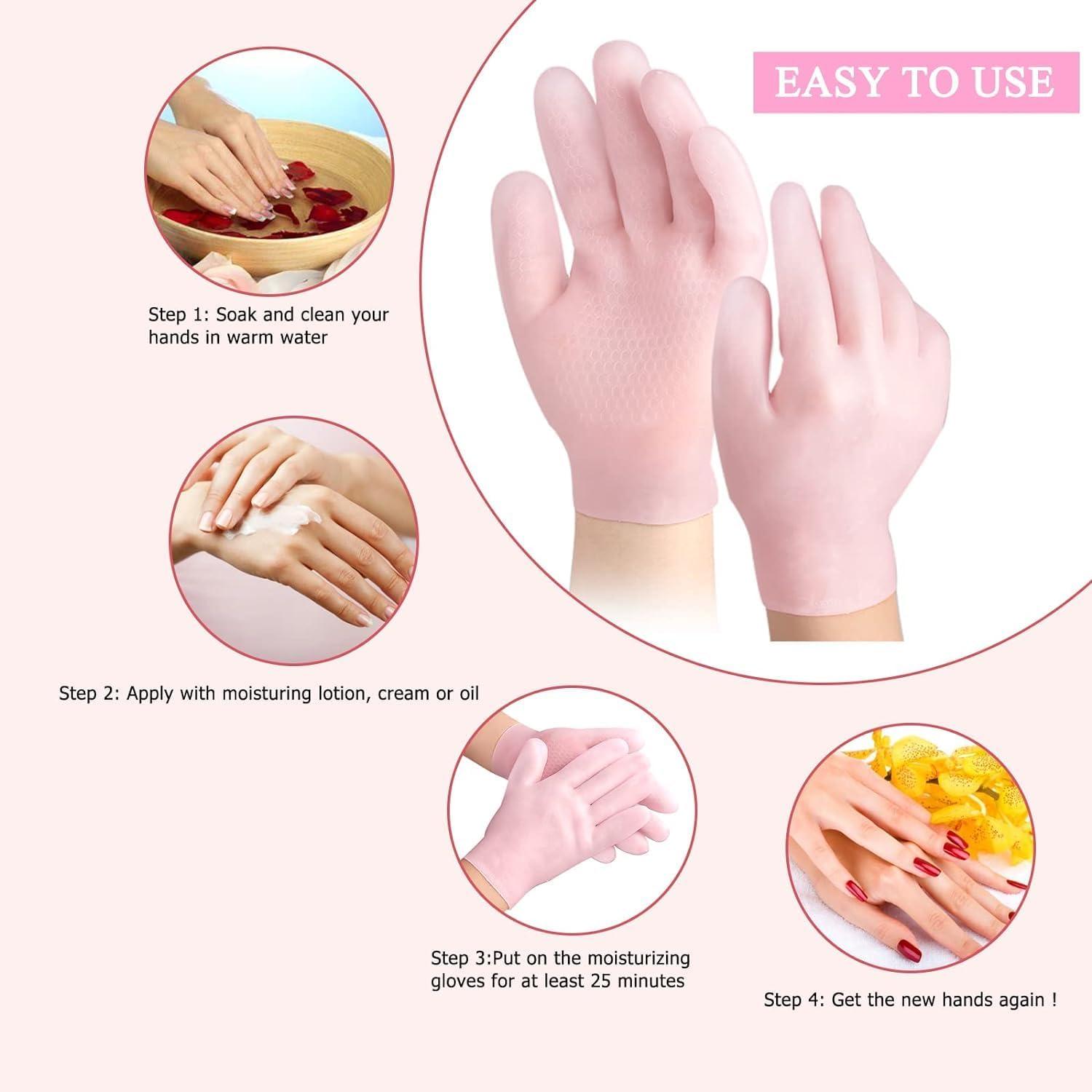 NavaFresh Basics Silicone Moisturizing Gloves Spa Gel Hydrating Gloves Women's Hand Care Gloves, Anti Slip Aloe Lotion Gloves for Repairing Dry Hand, Calluses, Cracked Heels and Softening Rough Skin pack 1