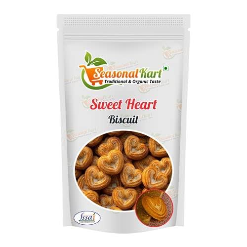 Seasonal Kart Seasonal Kart Sweet Flavour Heart Biscuits (Sweet Biscuits) Heart Shaped Biscuits Tea Time Biscuit (800 Grams)