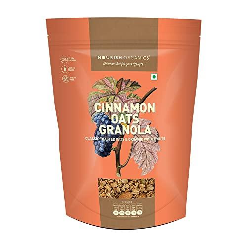 Nourish Organics Nourish Organics Cinnamon Oats Granola, 270g Pack | Healthy and Nutritious Breakfast Cereals with Whole Nuts | No Refined Sugar | Clean Label
