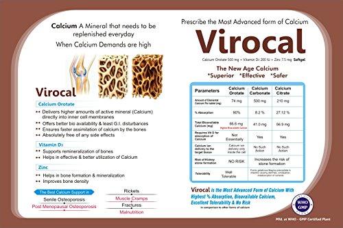 Virgo Healthcare Virocal - Calcium Orotate 500mg with Vitamin D & Zinc | Joint & Bones Supplement 60 Tablets