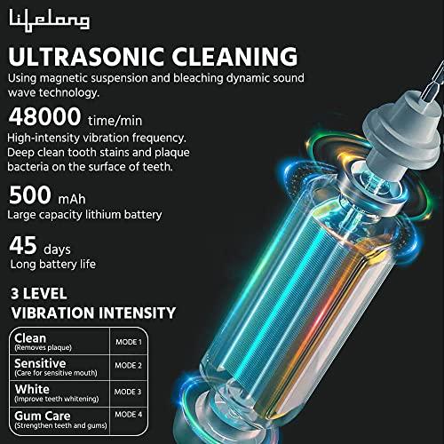 Lifelong Lifelong Electric Toothbrush with UV sealed Sterilization|Free Clove Dental Care Plan|3X Plaque Removal | Ideal for Sensitive Gums & Teeth, Fresh Breathe & Brighter Smile |1 Handle,2 Brush Heads,1 Charging cable,1 tongue cleaner| Upgrade to Advanced