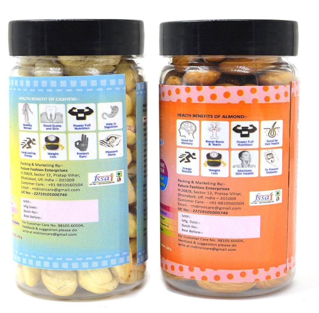 Midiron Midiron 100 % Natural Premium Whole California Row Almond & Cashew (100g each)