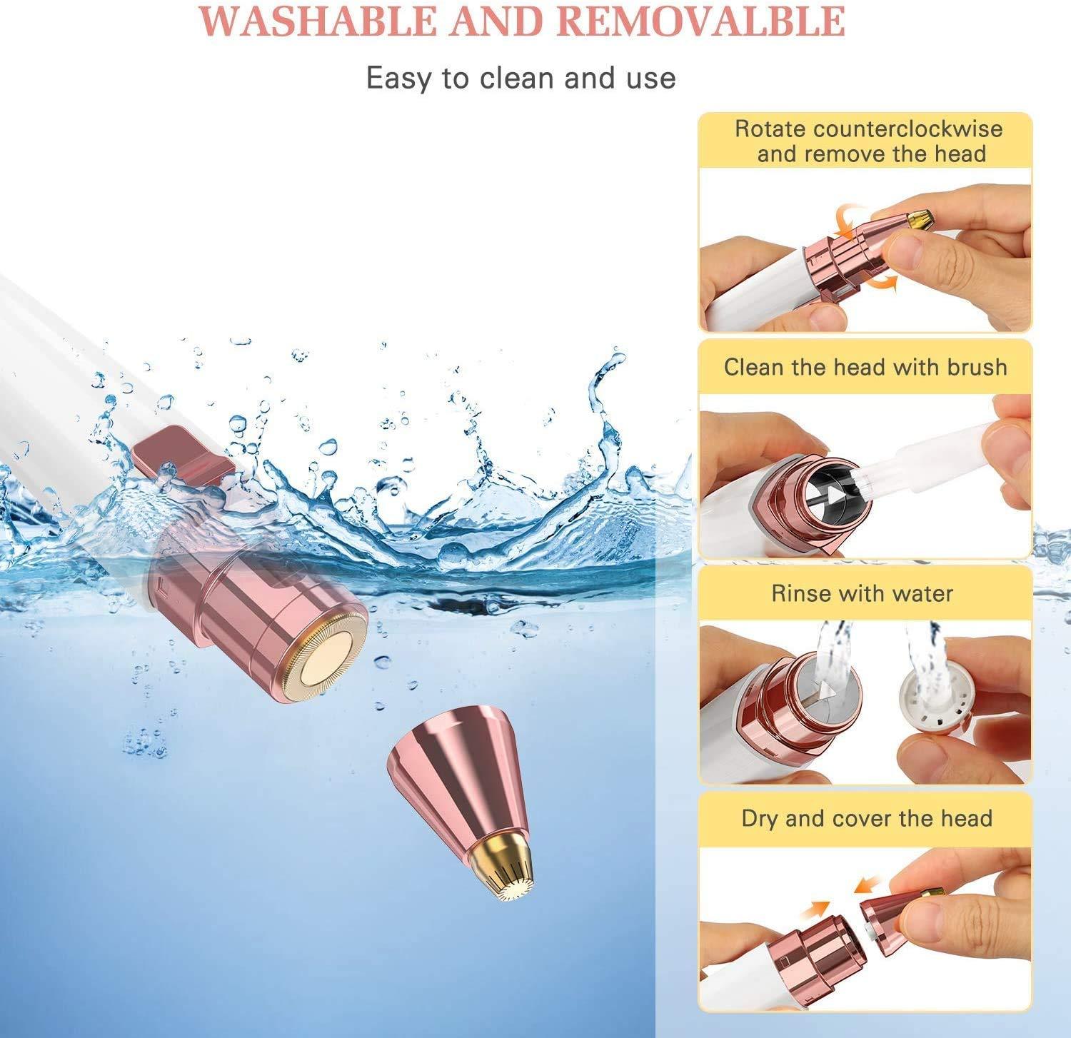 AiWow AiWow Painless Face Body Hair Remover Epilator Rechargeable Electronic Eyebrow Trimmer Portable Hair Removal Razor For Face Lips Nose Facial Hair Removal For Man/Women (White)