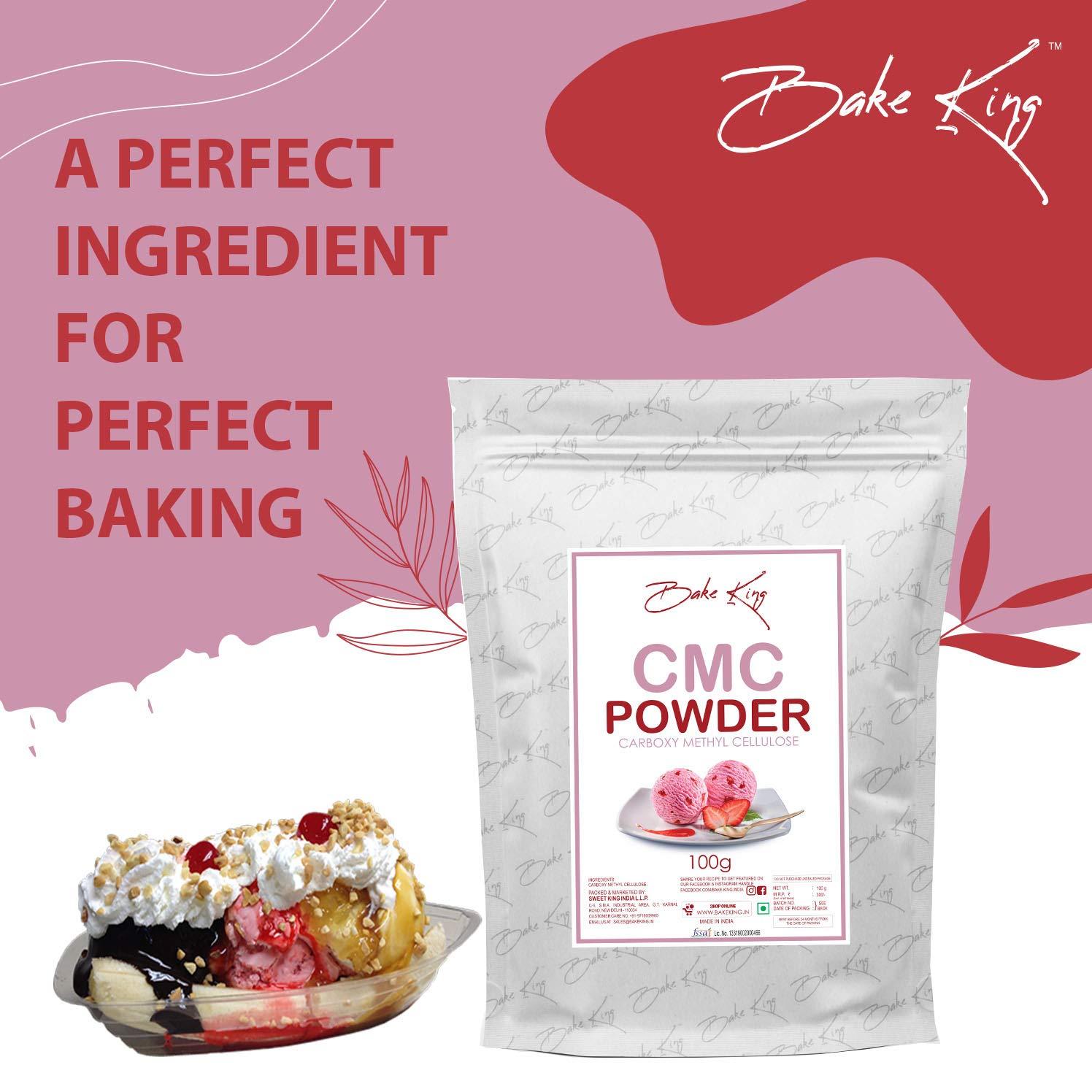 BAKE KING BAKE KING CMC Powder (Carboxymethyl Cellulose) 100G for Ice Creams, Food Grade | Soft, Smooth and Creamy | Raising Ingredient Powder | Instant Ice Creams That Improves Texture & Softness